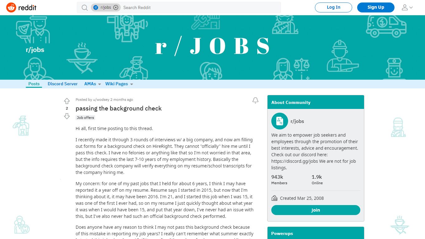 passing the background check : jobs - reddit.com